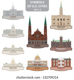 Symbols of US cities. Set 5. Vector for you design