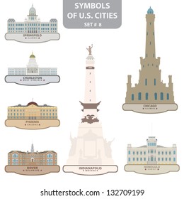 Symbols of US cities. Set 8. Vector for you design