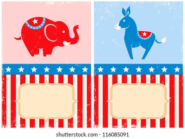 Symbols of U.S. Democratic and Republican parties