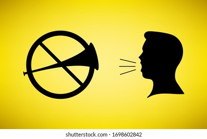 
Symbols for using sound and refraining from using sound.Prohibited use of sounds and speech.
