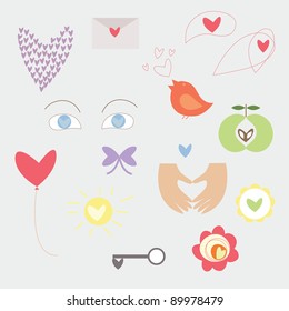 Symbols for the Valentine day