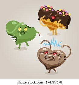 Symbols of Valentine's Day. In the EPS file, each element is grouped separately.