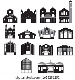 Symbols of various churches for use in architectural representation for backgrounds, streetscapes as well as 
for illustrating religious messages, slogans etc. 