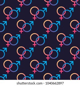 symbols of Venus and Mars,  marking man and woman, seamless pattern. gender. vector illustration.