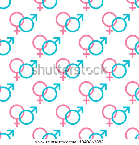 symbols of Venus and Mars,  marking man and woman, seamless pattern. gender. vector illustration.