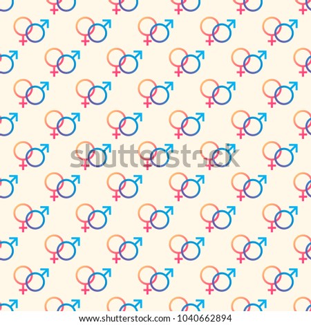 symbols of Venus and Mars,  marking man and woman, seamless pattern. gender. vector flat illustration.