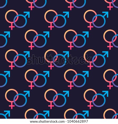 symbols of Venus and Mars,  marking man and woman, seamless pattern. gender. vector illustration.