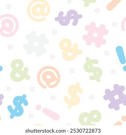 Symbols Wallpaper, Keyboard Symbols, Dollar Sign, Number Sign, Cute Wallpaper, Ampersand Pattern, Seamless Pattern, Repeat Pattern, Vector Illustration Background