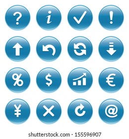 Symbols for web on blue buttons.