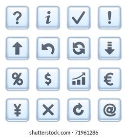 Symbols for web on blue buttons.
