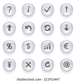 Symbols for web on glossy buttons.