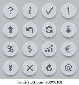 Symbols for web on gray buttons.