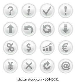 Symbols for web on gray buttons.