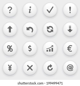 Symbols for web on white buttons.