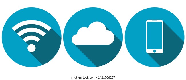 Symbols for WiFi, cloud and smartphone