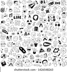 Symbolsletteringcharacters Big Doodle Set Stock Vector (Royalty Free ...