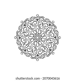 Symetrical floral mandala hand drawn graphic drawing