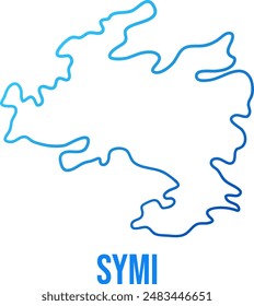 Symi island simplified outline blue gradient map 