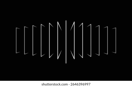 Symmetric 3d line illusion on abstract black background