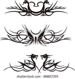 Symmetric animal vignettes. Vector set
