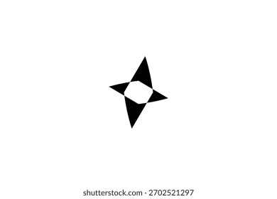 Symmetric Blade-Diamond Motif: Abstract Black Shapes Radiating from Central White Geometry