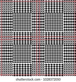 Symmetric checkered hounds tooth print for suits and coats. Seamless vector pattern with grey geometric elements. Textile design with English motifs. Spring collection.