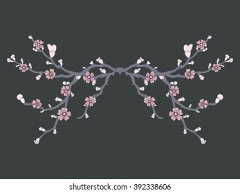 symmetric cherry blossom branches. Vector Illustration