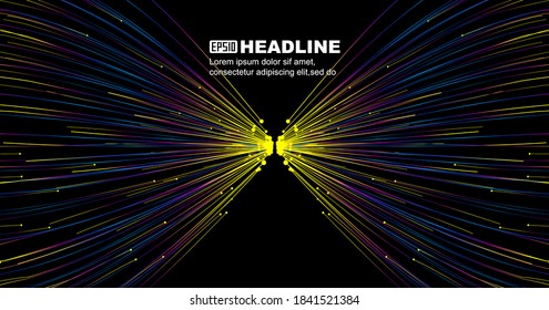 Symmetric colliding particle rays, Internet communications technology background.