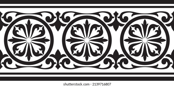  symmetric decorative ornament tiled pattern with vintage byzantine style elements