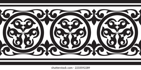 symmetric decorative ornament tiled pattern with vintage byzantine style elements