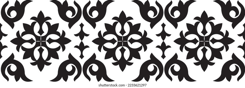 symmetric decorative ornament tiled pattern with vintage byzantine style elements