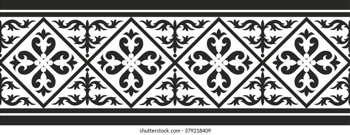  symmetric decorative ornament tiled pattern with vintage byzantine style elements