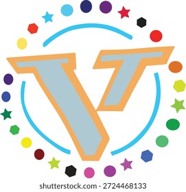 Logotipo de Vector completo de color de diseño simétrico con centro de estrella arte abstracto creativo hermosa Imagen limpia. 