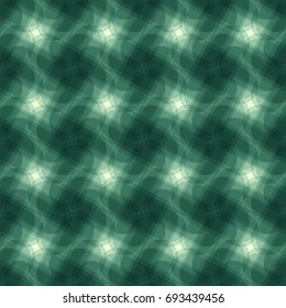 Symmetric Emerald Turquoise Backdrop. Seamless Teal Pattern. Vector Abstract Background. Repeating Monochrome Ornament. Trendy Overlay Art. Good for Banners, Flyer, Cover, Textile.