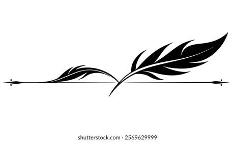 Symmetric Floral Motif Decorative Divider Line with Ornamental Filigree and Abstract Flourish Border