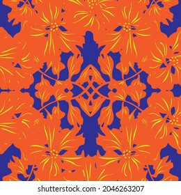 Symmetric Floral seamless pattern design for fashion textiles and graphics