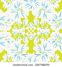 Symmetric Floral seamless pattern design for fashion textiles and graphics