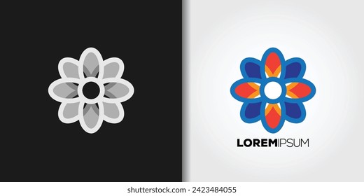 symmetric flower logo set vector