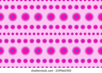Patrón de flores simétricas sobre el diseño de fondo rosado para ropa, papel pintado, envoltura, estuche de teléfono, huellas, bordado. Ilustración. Vector.