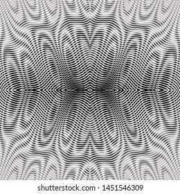 Symmetric Geometric monochrome vector background with moire effect. Can be used as creative design of books, websites, business card, accessories for phones and tablet, title page, image for blog.