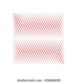 Symmetric geometric stylized square. Geometrical form sphere. Red sharp lines abstract in the middle of a wallpaper. Optical illusion effect figure on background. Vector illustration