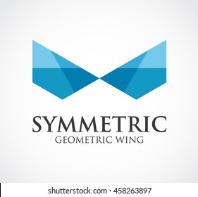 Symmetric of geometric wing abstract vector and logo design or template flying business icon of company identity symbol concept