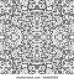 Symmetric Halftone Pattern. Black Rectangular Dots on White Background. Abstract Grunge Texture. Vector Design