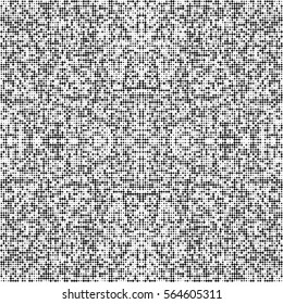 Symmetric Halftone Pattern. Black Rectangular Dots on White Background. Abstract Grunge Texture. Vector Design