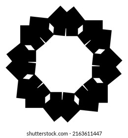 Symmetric, mirrored circular mandala, motif abstract geometric circle icon, symbol