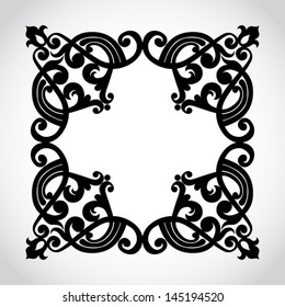 Symmetric ornament frame in Victorian style. Element for design. It can be used for decorating of invitations, cards, decoration for bags and clothes.