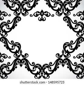 Symmetric ornament frame in Victorian style. Element for design. It can be used for decorating of invitations, cards, decoration for bags and clothes.