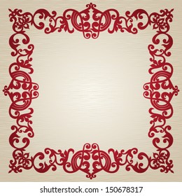 Symmetric ornament frame in Victorian style. Element for design. It can be used for decorating of invitations, cards, decoration for bags and clothes.