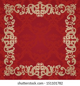Symmetric ornament frame in Victorian style. Concept vintage greeting card.  Element for design. It can be used for decorating of invitations, cards, decoration for bags and clothes.