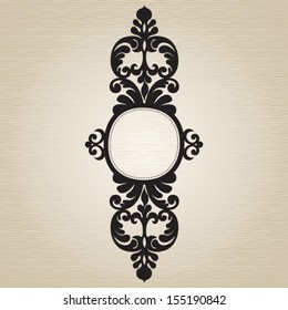 Symmetric ornament frame in Victorian style. Element for design. It can be used for decorating of invitations, greeting cards, decoration for bags and clothes. Frame for your text.